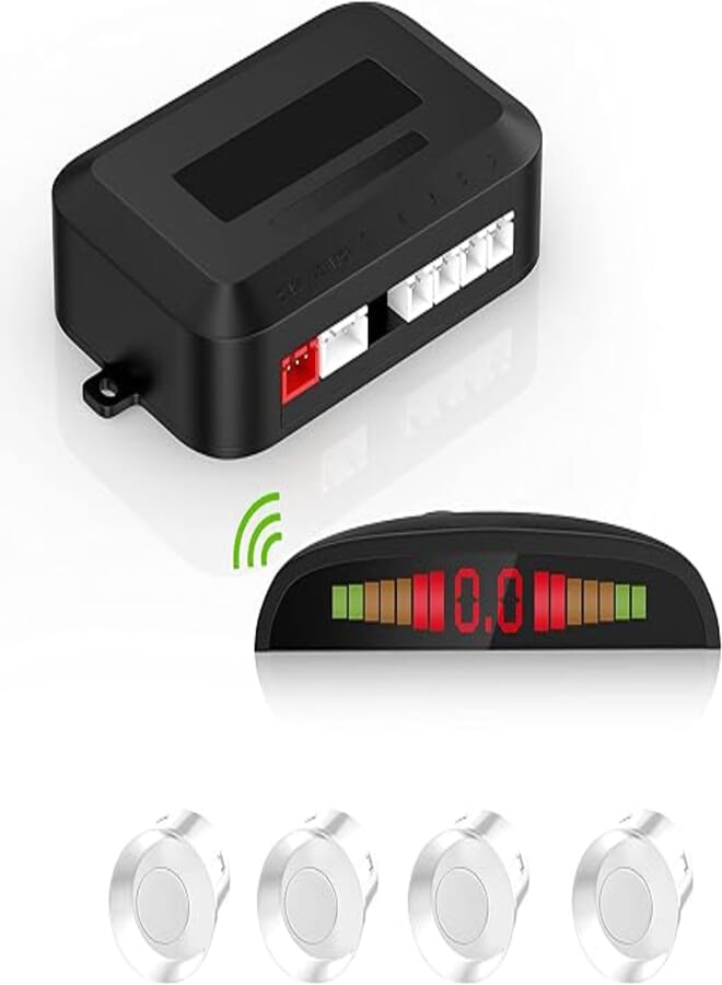 مجموعة حساسات وقوف السيارات اللاسلكية من كوكار، 4 حساسات خلفية للسيارة مع شاشة LED وتحذير صوتي، نظام رادار عكسي للشاحنات والسيارات المقطورة